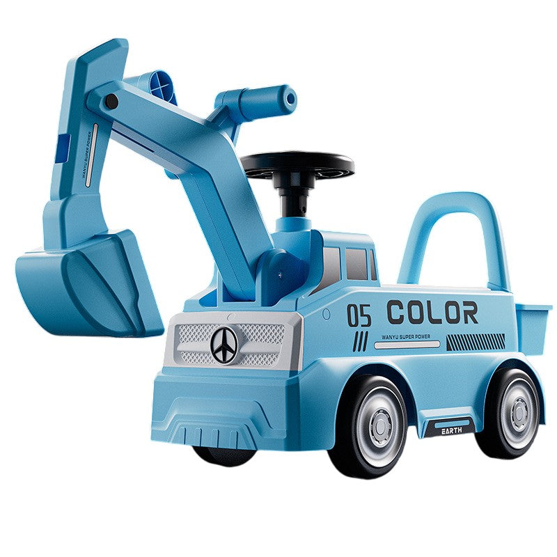 Excavator Manual Pentru Copii, 3 Ani, Sport, Claxon, Cutie Depozitare, Lumini, Scaun