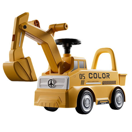 Excavator Manual Pentru Copii, 3 Ani, Sport, Claxon, Cutie Depozitare, Lumini, Scaun