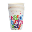 Set 6 Pahare de Carton, Vivimall, Colectia Happy Birthday, 7 x 5 x 8.5 cm, 230 ml, Multicolor - vivimall.ro