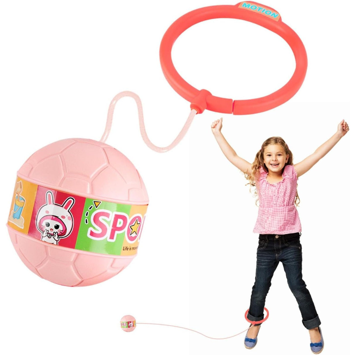 Minge Pentru Sarit, Tip Coarda Hula Hoop, Cerc 12 Cm, Coarda 52 Cm, Minge 12 X 11 Cm, Functie Iluminat, 4-6 Ani, Plastic - vivimall.ro
