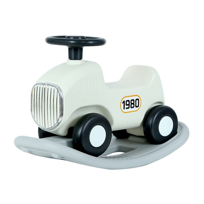 Balansoar 2 in 1 pentru copii Vivimall, masinuta detasabila, varsta peste 1 an, unghi 40 de grade, interior/exterior, volan cu sunete si lumini,