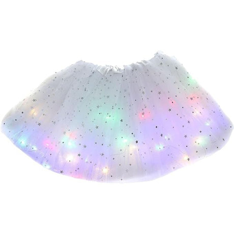 Fusta Led Pentru Copii, Tutu De Balet Pentru Fetite Cu Luminite E Incorporate, 30 Cm Lungime, Alb - vivimall.ro