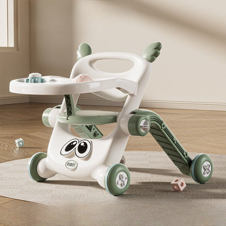 Antemergator pentru Copii 8 in 1, Vivimall, Multifunctional, cu Maner de Impingere Detasabil, Scuter, Trotineta, Scaun Reglabil, Tavita Detasabila, Stabil, Antiderapant, 4 Roti, 56x44x64cm, 9-12 Luni, Verde