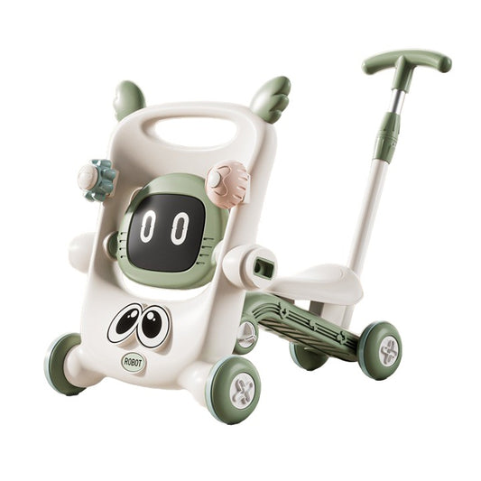 Antemergator pentru Copii 8 in 1, Vivimall, Multifunctional, cu Maner de Impingere Detasabil, Scuter, Trotineta, Scaun Reglabil, Tavita Detasabila, Stabil, Antiderapant, 4 Roti, 56x44x64cm, 9-12 Luni, Verde - vivimall.ro