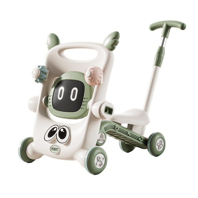 Antemergator pentru Copii 8 in 1, Vivimall, Multifunctional, cu Maner de Impingere Detasabil, Scuter, Trotineta, Scaun Reglabil, Tavita Detasabila, Stabil, Antiderapant, 4 Roti, 56x44x64cm, 9-12 Luni, Verde - vivimall.ro