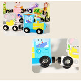 Cutia de ambalaj a trenulețului magnetic Flippy Zoo, dimensiuni 29,3 x 4 x 16,5 cm, vedere frontală
