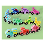 Trenulet Magnetic, Flippy, din Lemn, Model Dinozauri, 10 Animale, +3 Ani, Jucarie de Asamblat, Multicolor - vivimall.ro