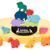Detaliu animale din lemn masiv colorat Flippy Animal Balance – elefant, girafă, cangur, crocodil