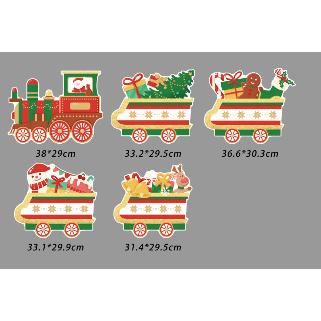 Decoratiune De Craciun, Pentru Gradina, Tip Trenulet, 5 Figurine + Bete De Infipt In Pamant, Din Plastic, Impermeabil - vivimall.ro