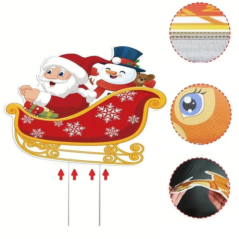 Decoratiune De Craciun, Pentru Gradina, Tip Trenulet, 6 Figurine + Bete De Infipt In Pamant, Din Plastic, Impermeabil - vivimall.ro