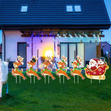 Decoratiune De Craciun, Pentru Gradina, Tip Trenulet, 6 Figurine + Bete De Infipt In Pamant, Din Plastic, Impermeabil - vivimall.ro