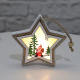 Ornament de Brad, Flippy, cu Lumini LED, din Lemn, Model Stea, Multicolor - vivimall.ro