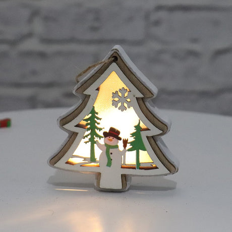 Ornament de Brad, Vivimall, cu Lumini LED, din Lemn, Model Brad, Multicolor - vivimall.ro