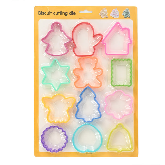 Set 12 forme pentru prajituri Vivimall, material polipropilena, diverse forme, pentru orice ocazie,  adancime 1.6 cm, 23.3 x 33.5 x 1.8 cm, multicolor - vivimall.ro