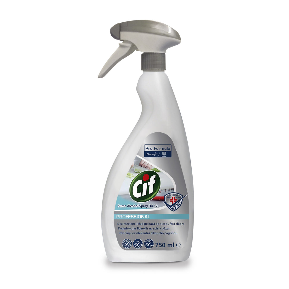 Pachet CIF Professional Alcohol Spray, Dezinfectant Lichid pe baza de Alcool, Fara Clatire, 6×0.75 L - vivimall.ro