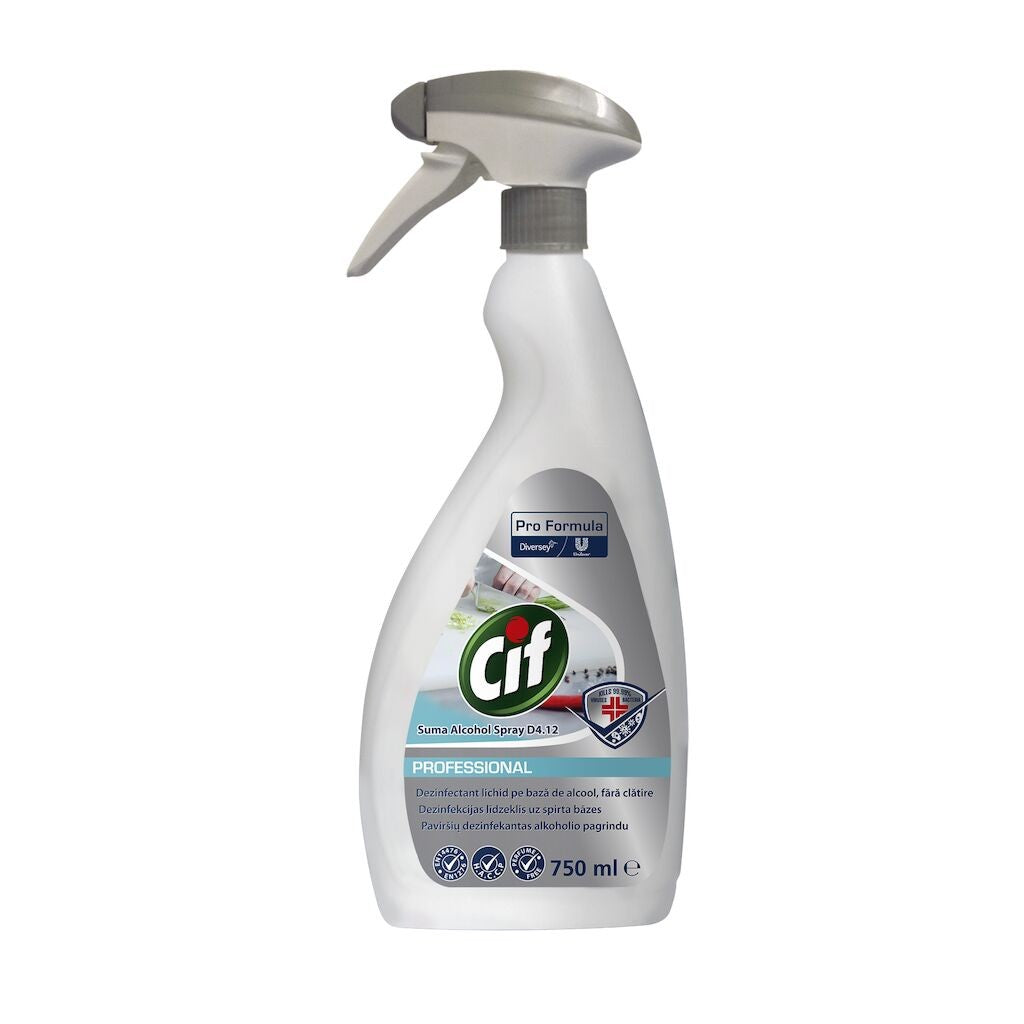 Pachet CIF Professional Alcohol Spray, Dezinfectant Lichid pe baza de Alcool, Fara Clatire, 6×0.75 L - vivimall.ro