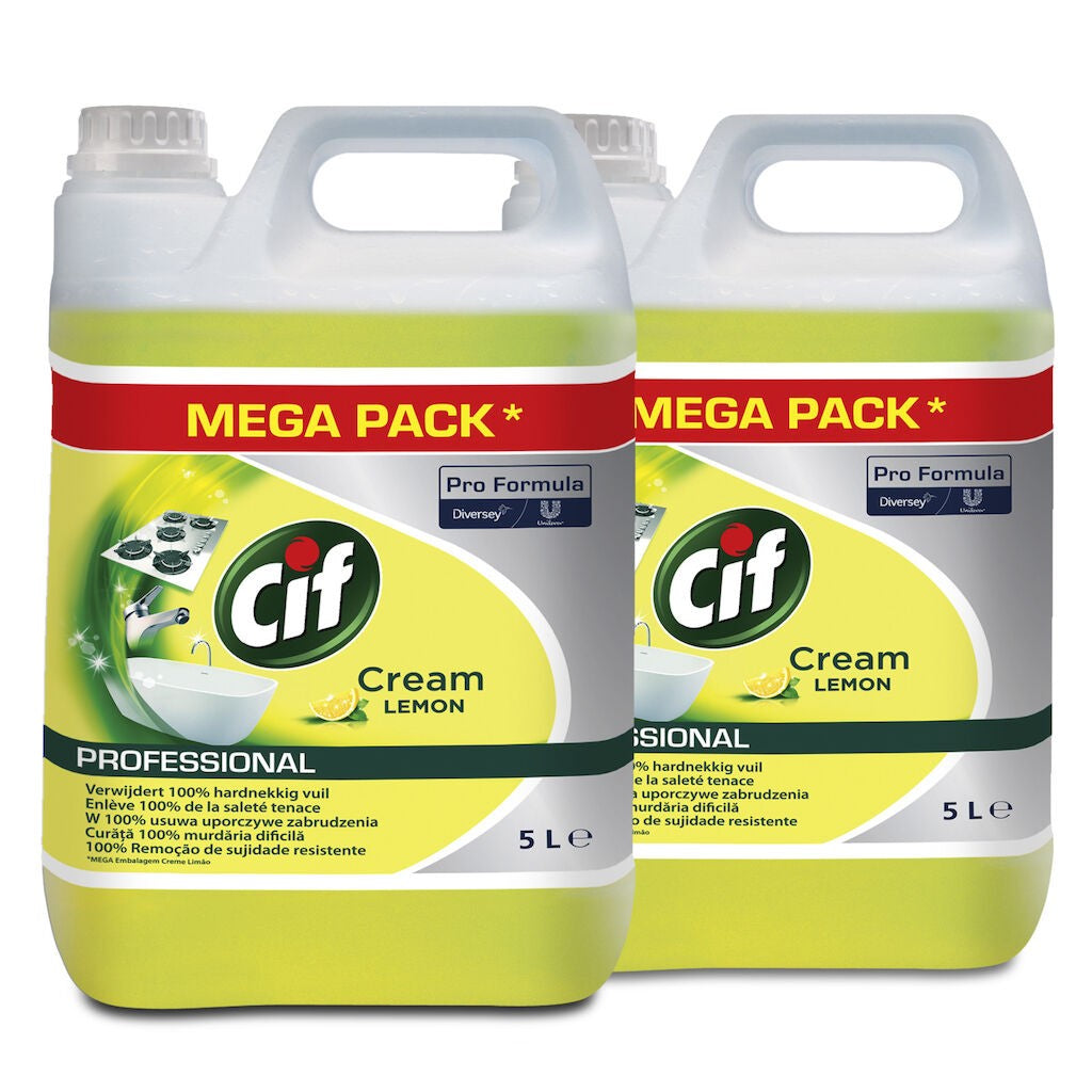 Pachet CIF Professional Cream Lemon – Crema de Curatare Non-Abraziva cu Lamaie 2×5 L - vivimall.ro