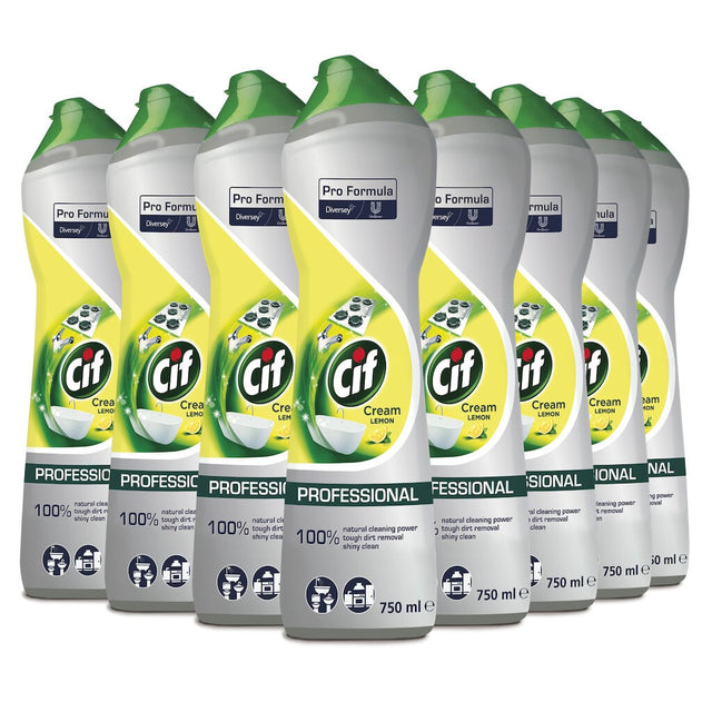 Pachet CIF Professional Cream Lemon – Crema de Curatare Non-Abraziva cu Lamaie, 8×0.75 L - vivimall.ro