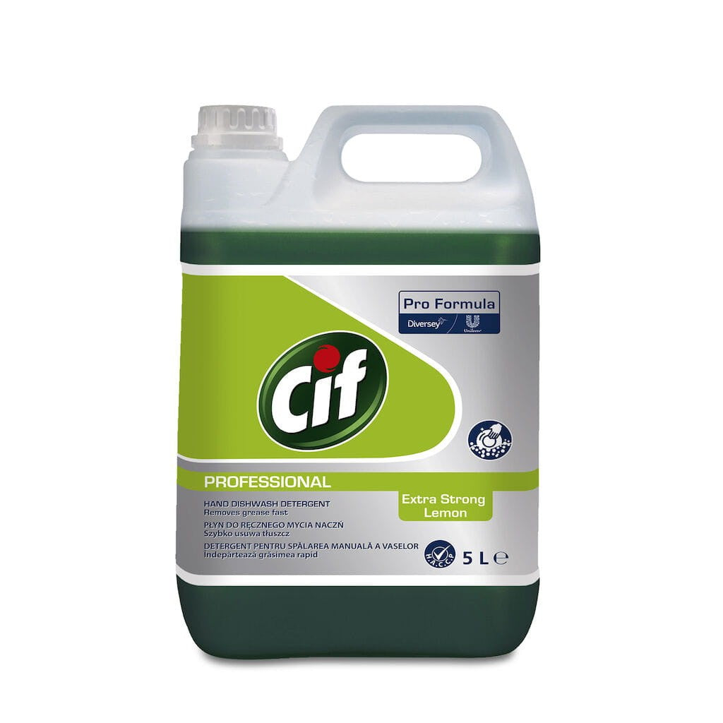 Pachet CIF Professional Dishwasher Extra Strong Lemon – Detergent pentru Spalarea Manuala a Vaselor, cu Lamaie, 2×5 L - vivimall.ro
