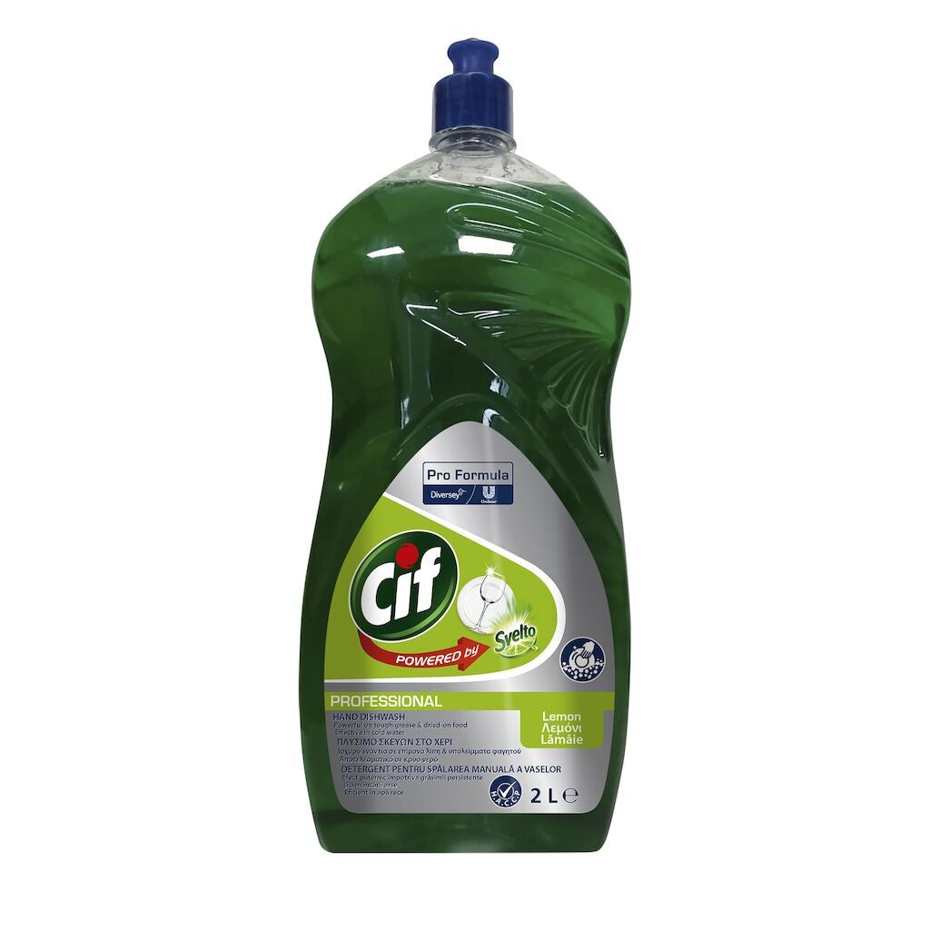Pachet CIF Professional Lemon – Detergent Universal pentru Spalarea Manuala a Vaselor, Parfum de Lamaie, 6x2 L - vivimall.ro