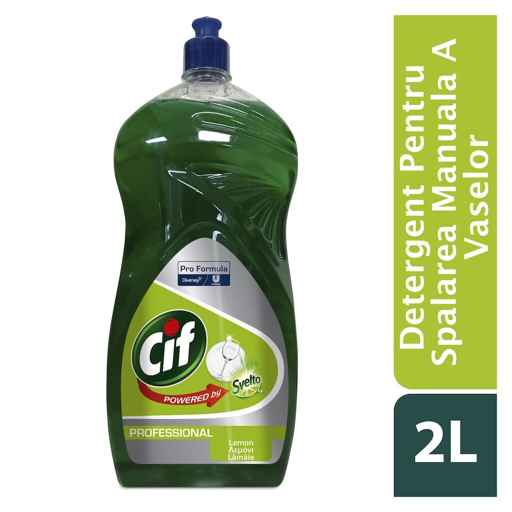 Pachet CIF Professional Lemon – Detergent Universal pentru Spalarea Manuala a Vaselor, Parfum de Lamaie, 6x2 L - vivimall.ro
