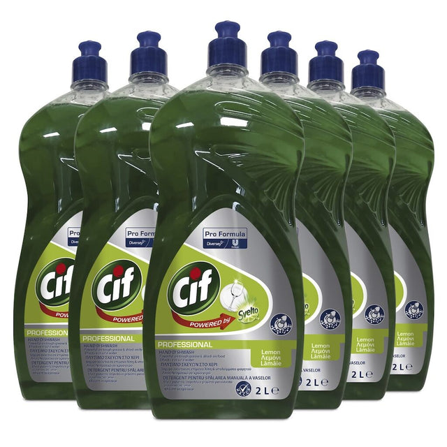 Pachet CIF Professional Lemon – Detergent Universal pentru Spalarea Manuala a Vaselor, Parfum de Lamaie, 6x2 L - vivimall.ro