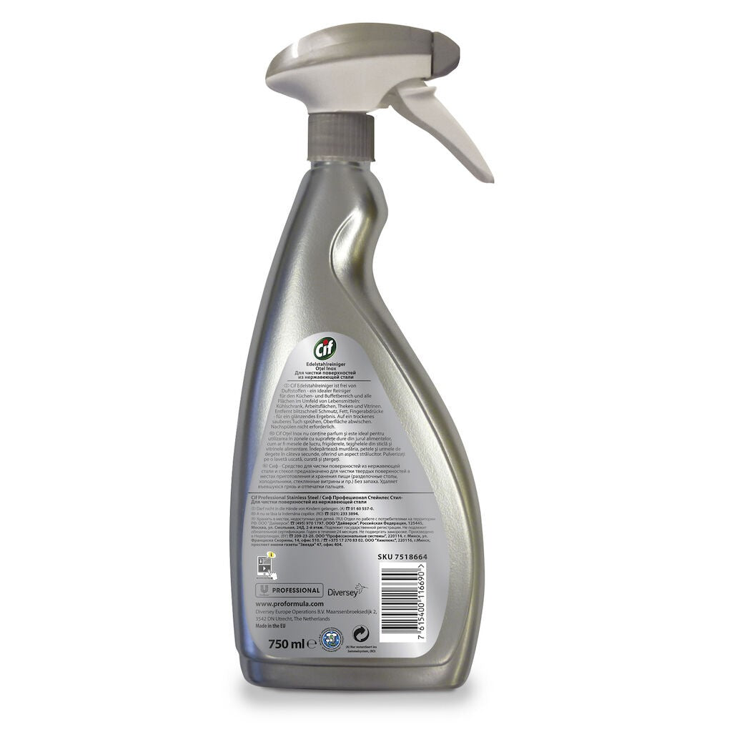 Pachet CIF Professional Stainless Steel – Detergent pentru Inox 6×0,75 L - vivimall.ro