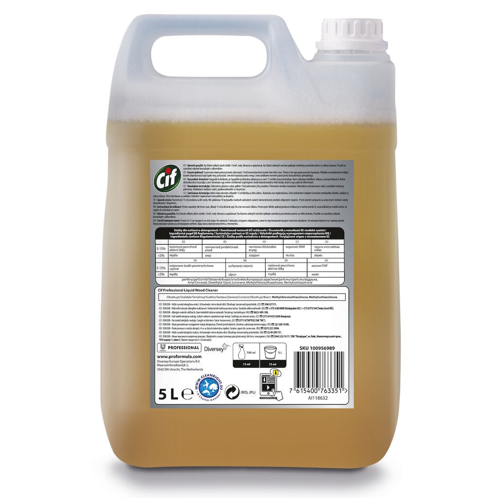 Pachet CIF Professional Wood Floor Cleaner – Detergent pentru Pardoseli din Lemn 2×5 L - vivimall.ro