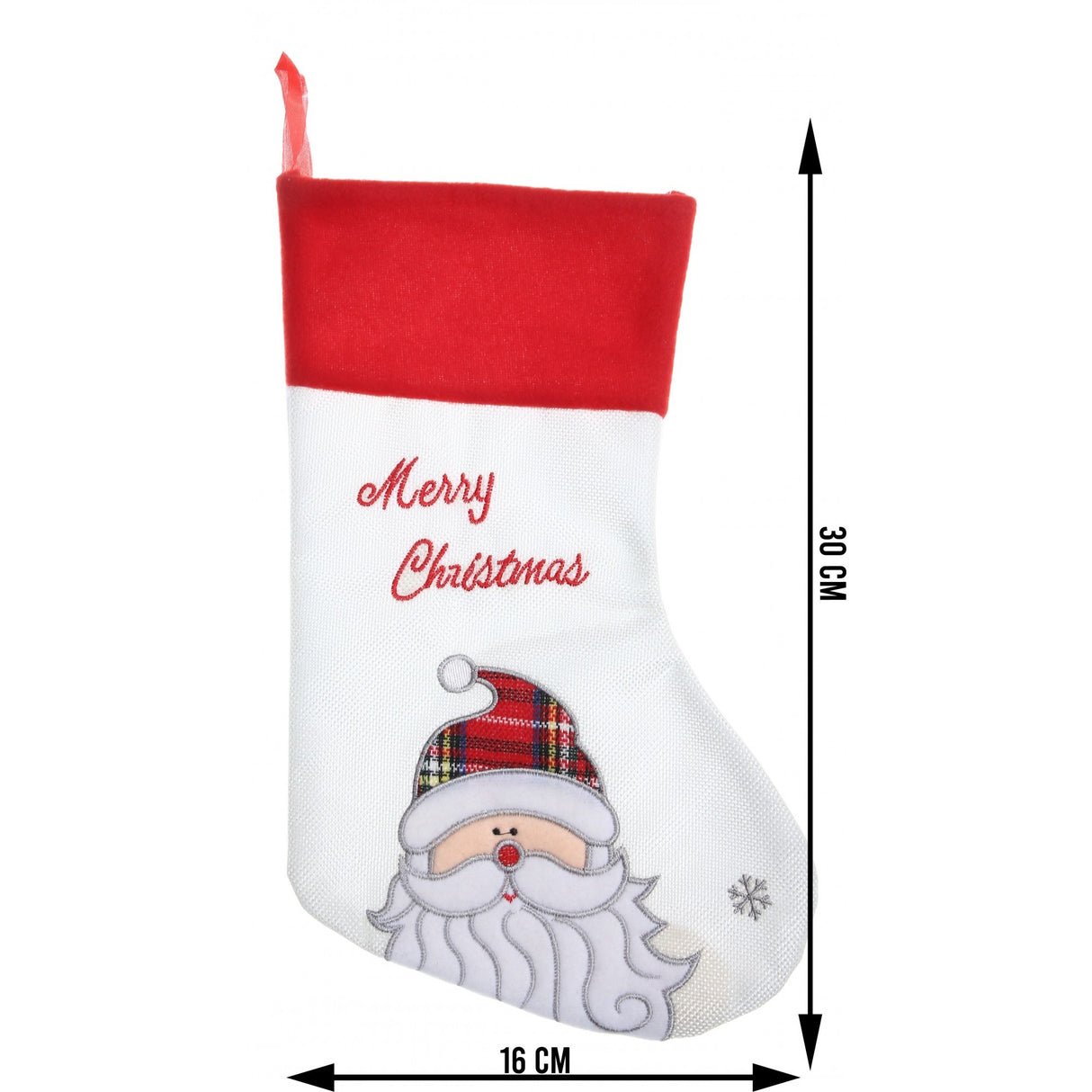 Ciorap Cadouri, culoare alba, imprimeu Mos Craciun, marimea 16x30 cm, Flippy - vivimall.ro