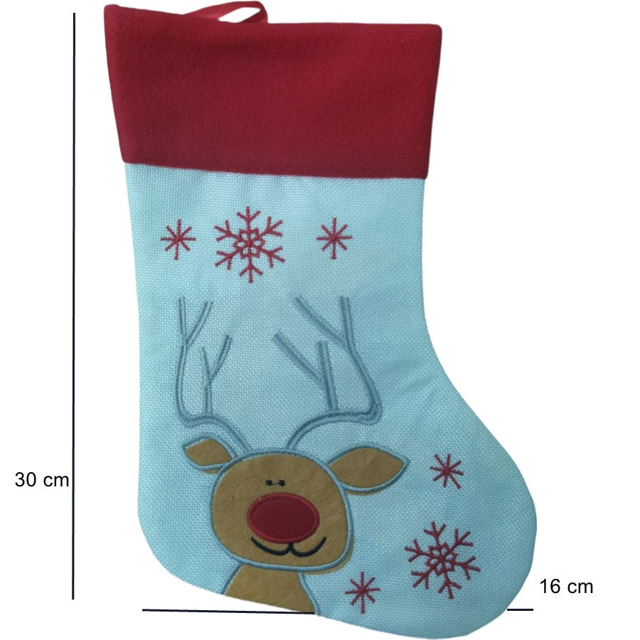 Ciorap Cadouri, culoare alba, imprimeu Rudolf, marimea 16x30 cm, Flippy