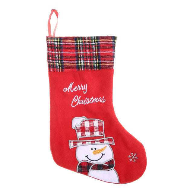 Ciorap Cadouri, culoare rosie, imprimeu om de zapada,marimea 15x30 cm, Flippy - vivimall.ro