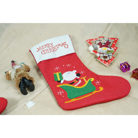 Ciorap Cadouri,Flippy,cu model Mos Craciun, rosu, marimea 19x38 cm, textil, interior - vivimall.ro