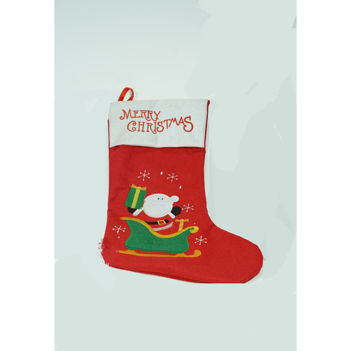 Ciorap Cadouri,Flippy,cu model Mos Craciun, rosu, marimea 19x38 cm, textil, interior - vivimall.ro