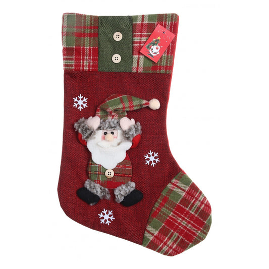 Ciorap Cadouri,Vivimall,cu model Mos Craciun,rosu, marimea 20x30 cm, textil, interior - vivimall.ro