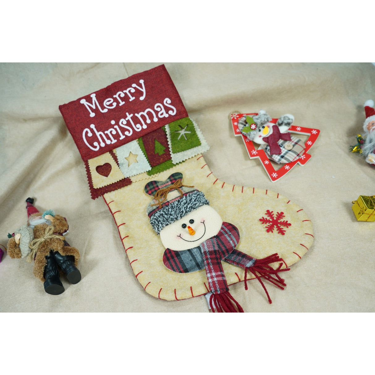 Ciorap Cadouri, Flippy,cu model om de zapada,crem, marimea 20x40 cm, textil, interior - vivimall.ro