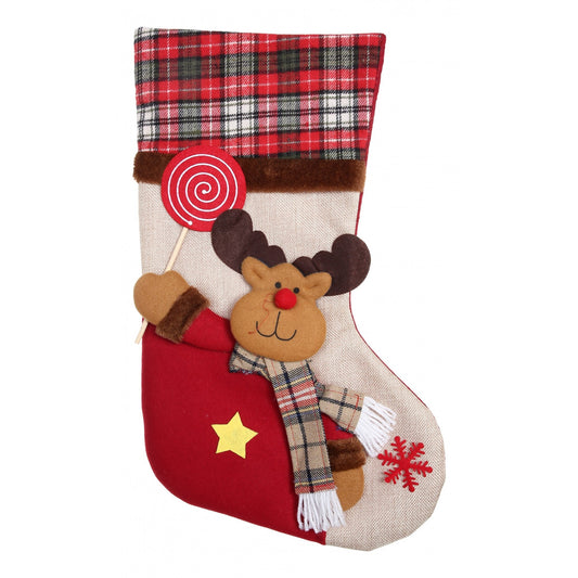 Ciorap Cadouri,Vivimall,cu model ren,crem, marimea 20x40 cm, textil, interior - vivimall.ro