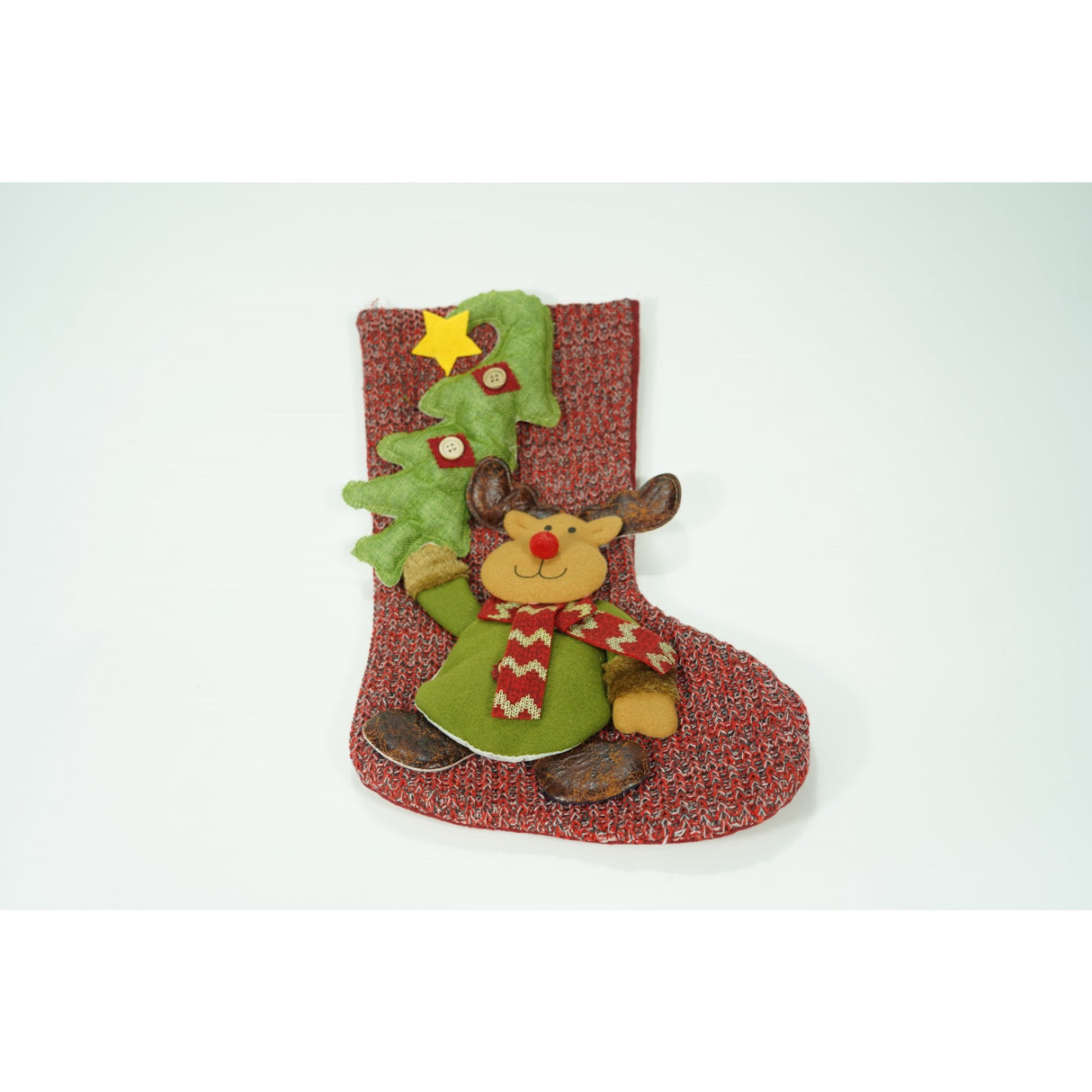 Ciorap Cadouri, Flippy, cu model ren, rosu, marimea 20x45 cm, textil, interior - vivimall.ro