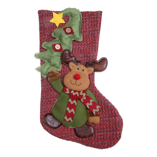 Ciorap Cadouri, Vivimall, cu model ren, rosu, marimea 20x45 cm, textil, interior - vivimall.ro