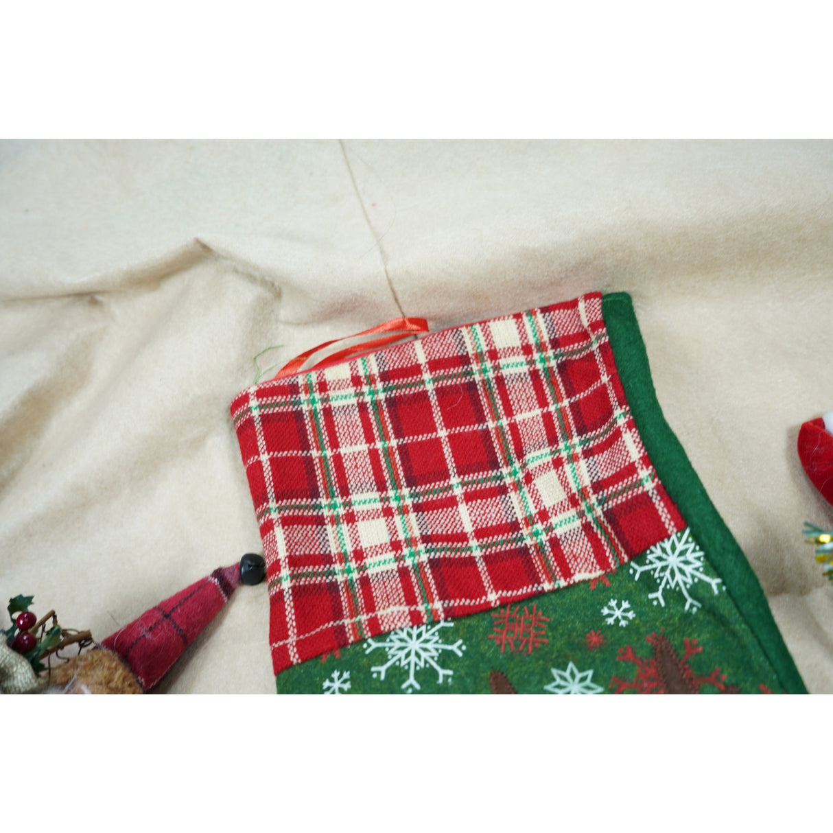 Ciorap Cadouri, Flippy,cu model ren, verde, marimea 20x40 cm, textil, interior - vivimall.ro