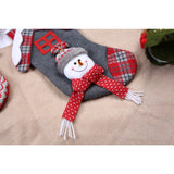 Ciorap Cadouri, model casa, culoare gri, imprimeu om de zapada, marimea 15x30 cm, Flippy