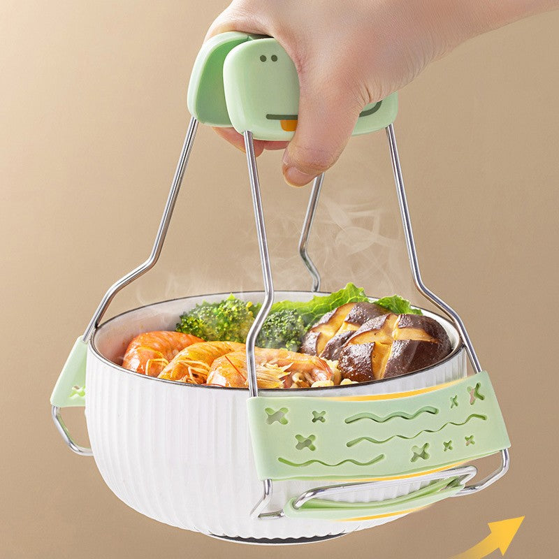 Clema pentru Boluri Creativa, Vivimall, Anti-Alunecare, din Silicon, de Uz Casnic, Rezistent la Temperaturi Inalte, Model Animat, 19x12 cm, Verde - vivimall.ro