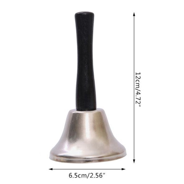 Clopotel De Mana, Metalic, Maner De Lemn, Lungime 12 Cm, Diametru 6.5 Cm