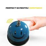 Clopotel Metalic Multifunctional, Flippy, Albastru Deschis cu Imprimeu Smiley Face, 7.5x7.5x6.5 cm, Receptie, Restaurant