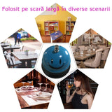 Clopotel Metalic Multifunctional, Flippy, Albastru Deschis cu Imprimeu Smiley Face, 7.5x7.5x6.5 cm, Receptie, Restaurant