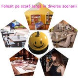 Clopotel Metalic Multifunctional, Vivimall, Galben cu Imprimeu Smiley Face, 7.5x7.5x6.5 cm, Receptie, Restaurant, Cafenele