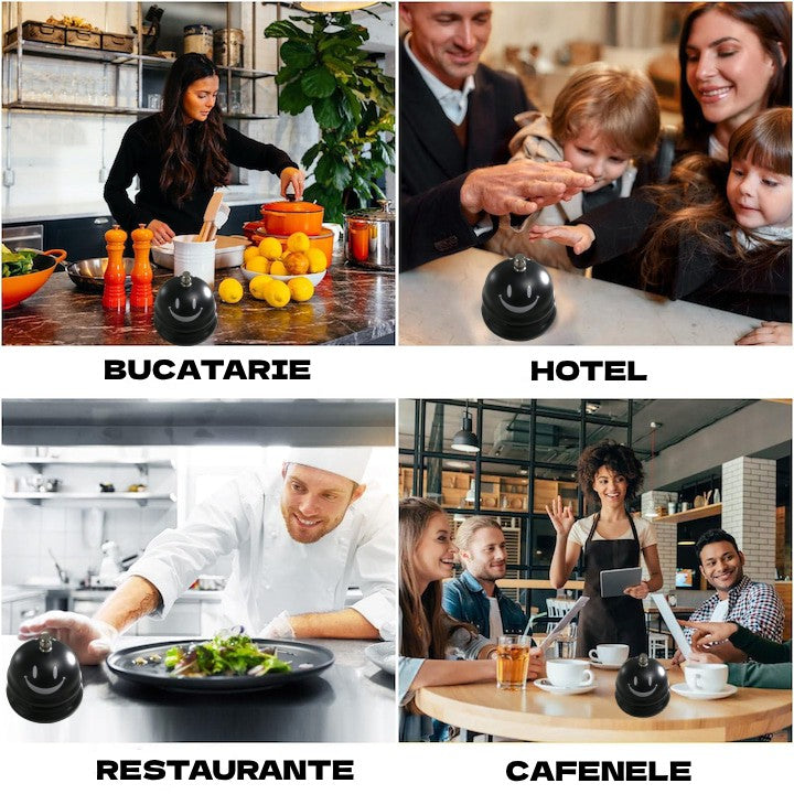 Clopotel Metalic Multifunctional, Cu Imprimeu Smiley Face, Receptie, Restaurant, Cafenele