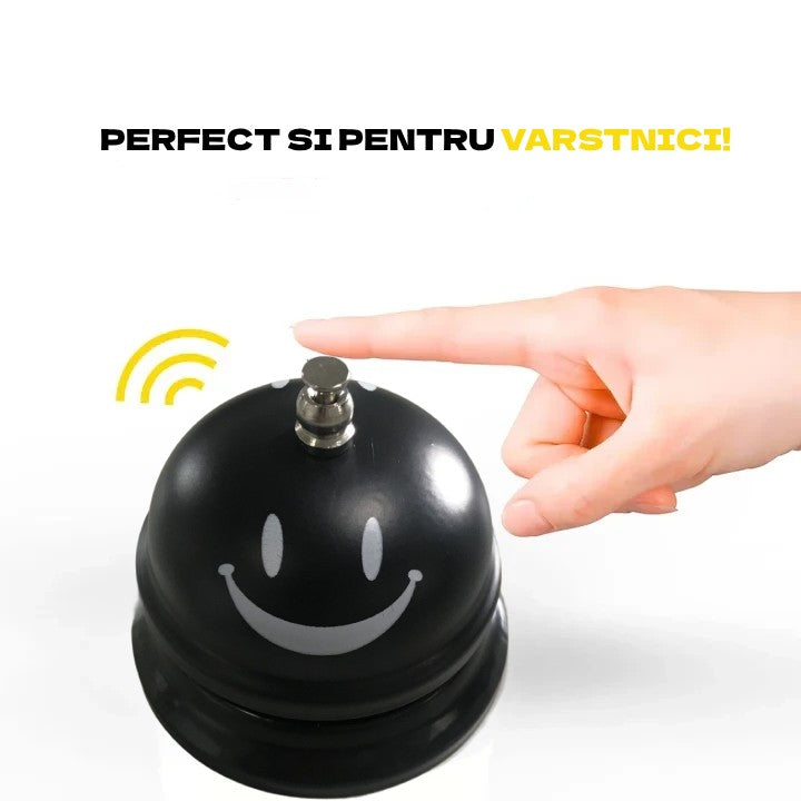Clopotel Metalic Multifunctional, Cu Imprimeu Smiley Face, Receptie, Restaurant, Cafenele