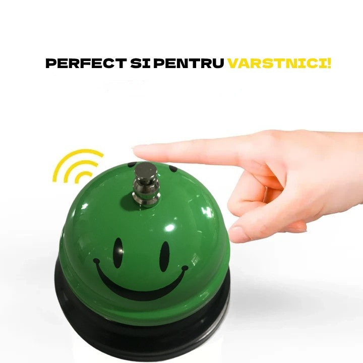 Clopotel Metalic Multifunctional, Cu Imprimeu Smiley Face, Receptie, Restaurant, Cafenele