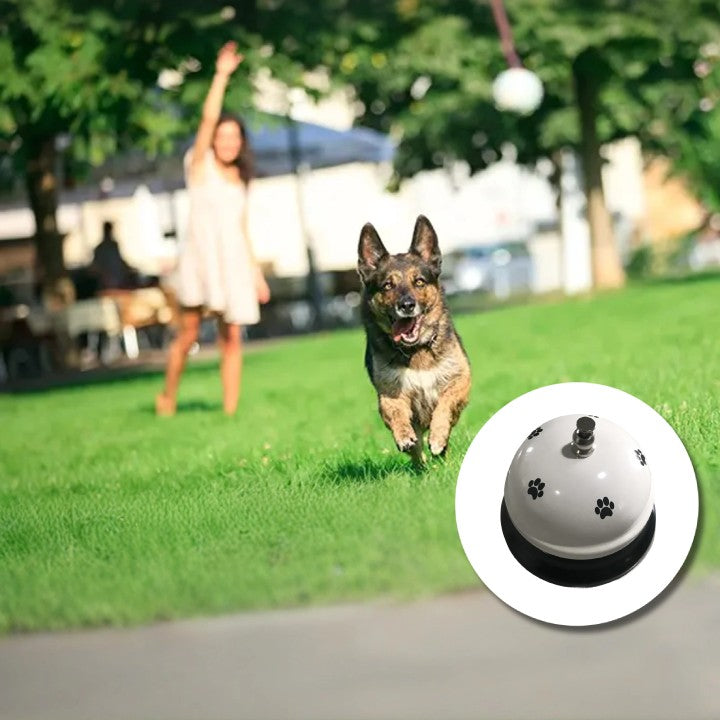 Clopotel Metalic Multifunctional, Flippy, Alb cu Imprimeu Labuta Neagra, 7.5x7.5x6.5 cm, Dresaj, Receptie, Restaurante