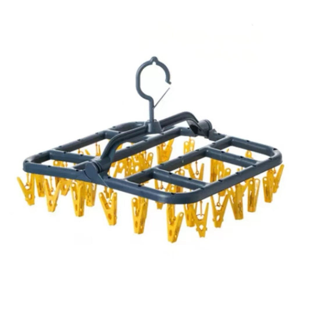 Uscator De Rufe Suspendat Cu 40 Carlige, Rotire 360 Grade, Protectie Vant, Pliabil, Patrat, Mateiral Plastic, Usor De Depozitat, Multifunctional, 36 X 24 Cm, Albastru/Galben - vivimall.ro